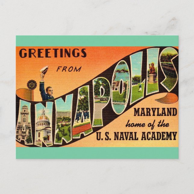 Postal Saludo vintage Annapolis MD (Anverso)
