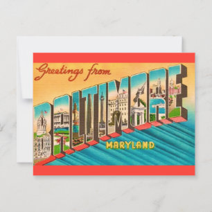 Postal Saludo vintage de Baltimore MD