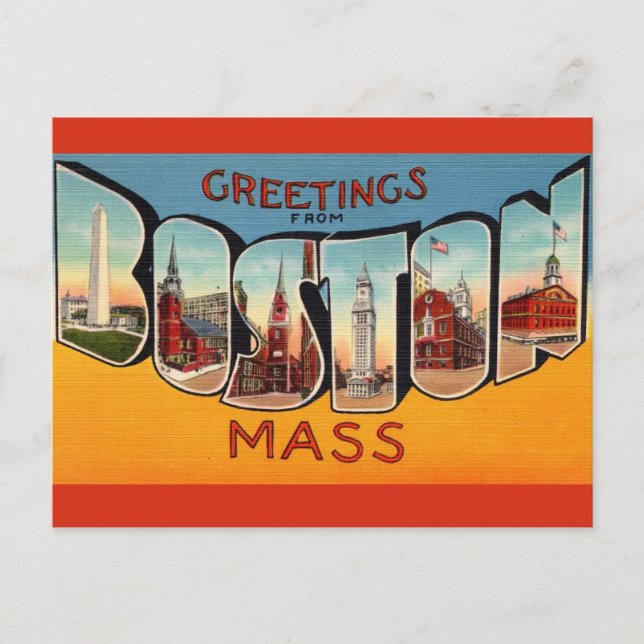 Postal Saludo vintage de Boston (Anverso)