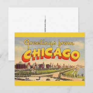 Postal Saludo vintage de Chicago