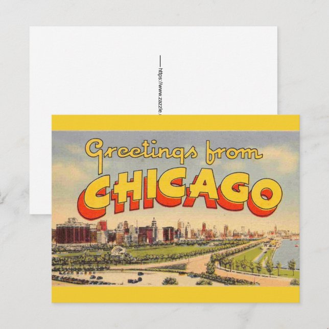 Postal Saludo vintage de Chicago  (Anverso / Reverso)