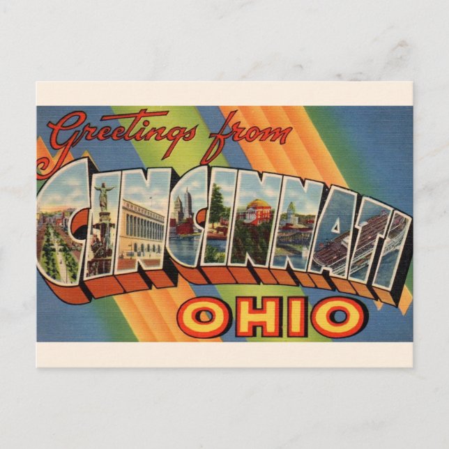 Postal Saludo vintage de Cincinnati  (Anverso)