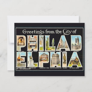 Postal Saludo vintage de Filadelfia