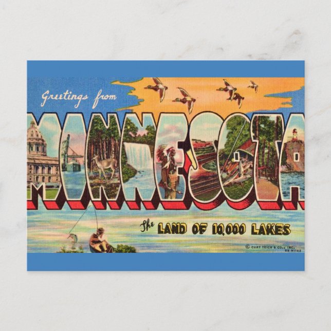 Postal Saludo vintage para Minnesota  (Anverso)
