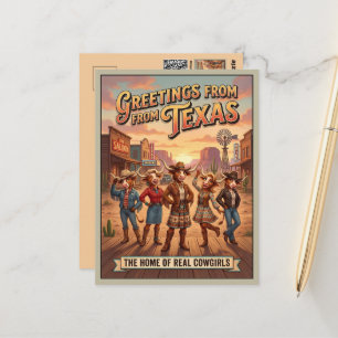 Postal Saludos 3D de Vaquillas de Texas Viaje
