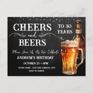 Postal Saludos a las cervezas 30 cumpleaños