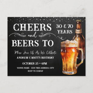 Postal Saludos a las cervezas doble cumpleaños
