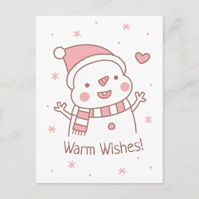 Postal Saludos a los Navidades de Snowman Doodle (Anverso)
