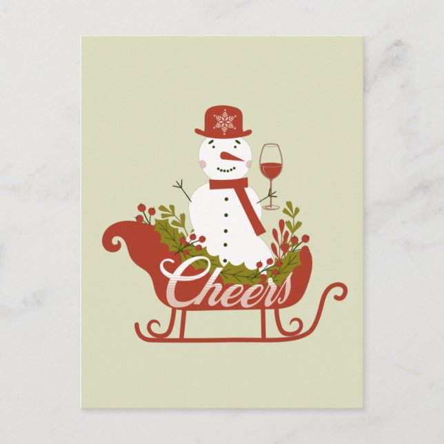 Postal Saludos a Snowman con Navidades de vino y espantos (Anverso)