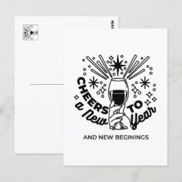 Postal Saludos a un diseño de celebración de Año Nuevo