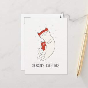 Postal Saludos Adorables de Temporada Gato