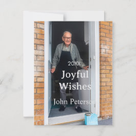 Postal Saludos alegres agregar nombre foto hombre vacacio