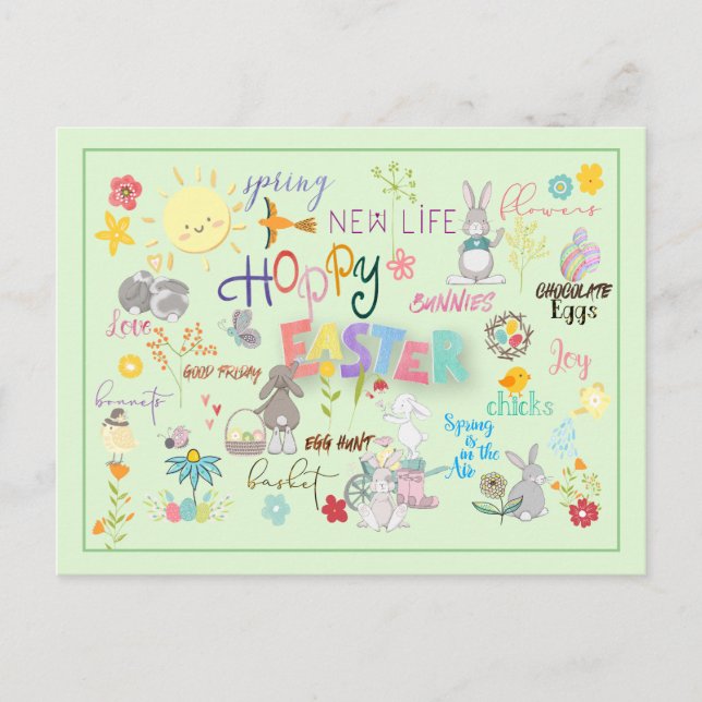 Postal Saludos amables de WordArt de Pascua (Anverso)