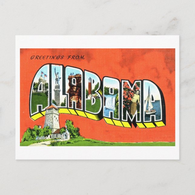 Postal Saludos antiguos de Alabama (Anverso)