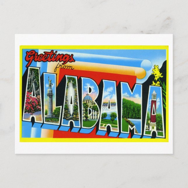 Postal Saludos antiguos de Alabama (Anverso)