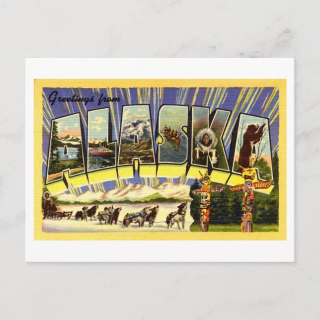 Postal Saludos antiguos de Alaska (Anverso)
