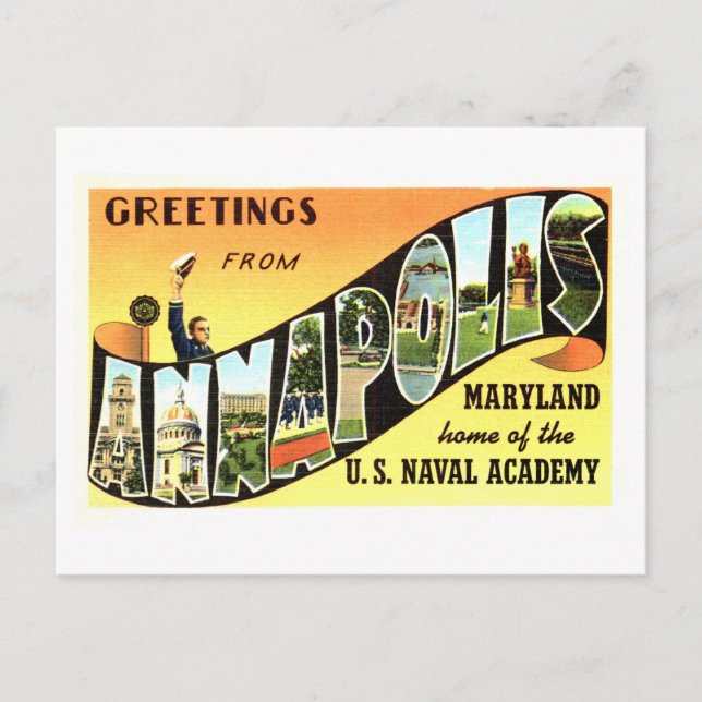 Postal Saludos antiguos de Annapolis, Maryland (Anverso)