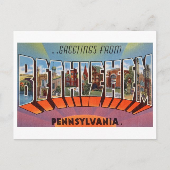 Postal Saludos antiguos de Belén, Pensilvania (Anverso)
