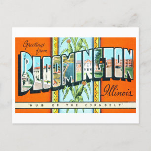 Postal Saludos antiguos de Bloomington, Illinois,