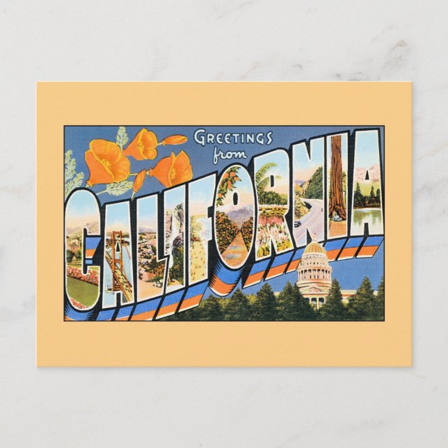 Postal Saludos antiguos de California (Anverso)