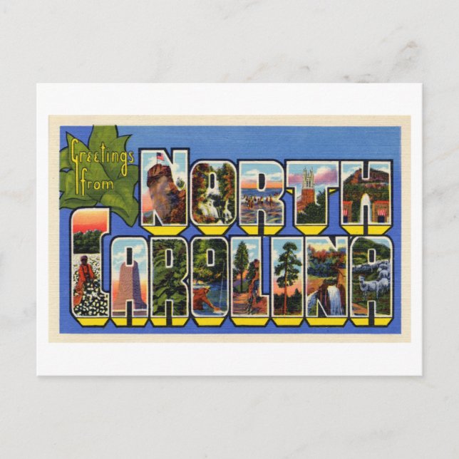 Postal Saludos antiguos de Carolina del Norte (Anverso)