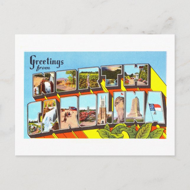 Postal Saludos antiguos de Carolina del Norte (Anverso)