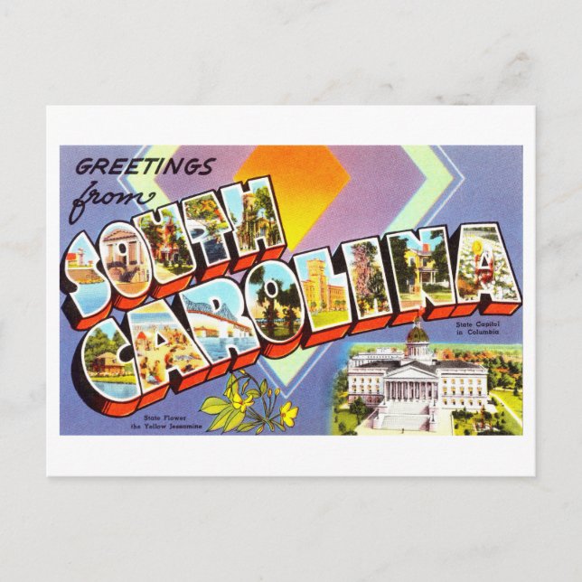 Postal Saludos antiguos de Carolina del Sur (Anverso)