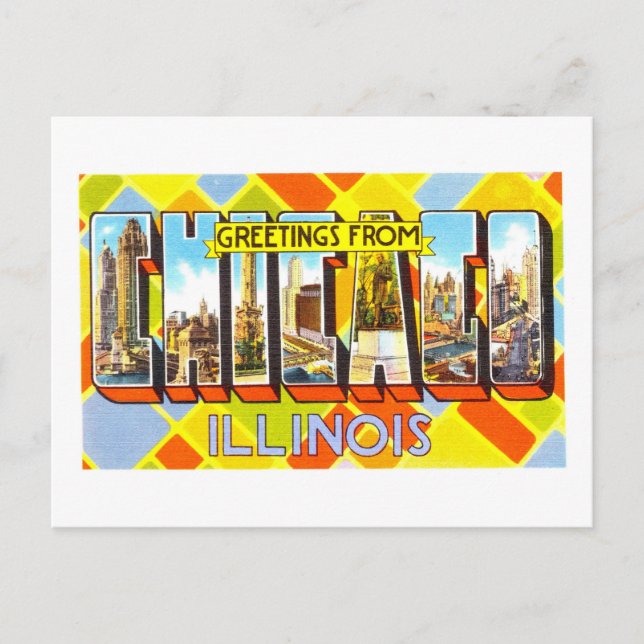 Postal Saludos antiguos de Chicago, Illinois (Anverso)
