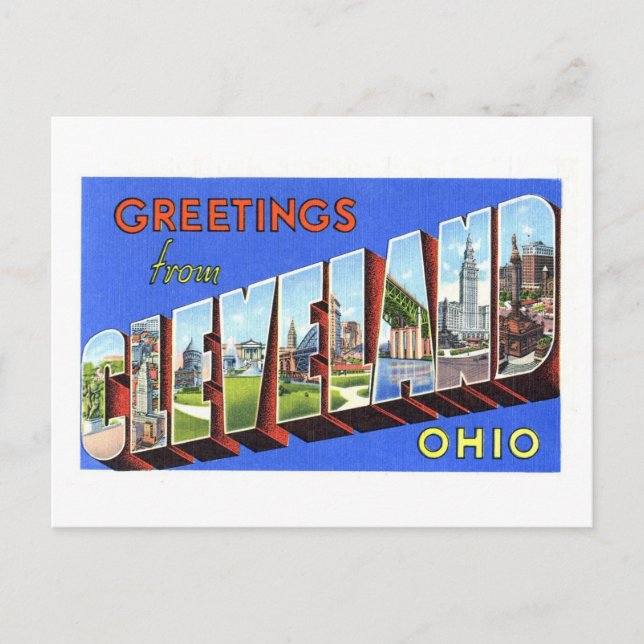 Postal Saludos antiguos de Cleveland, Ohio (Anverso)
