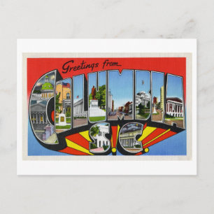 Postal Saludos antiguos de Columbia, Carolina del Sur