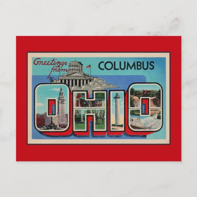 Postal Saludos antiguos de Columbus Ohio (Anverso)