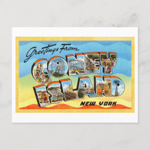 Postal Saludos antiguos de Coney Island, Nueva York