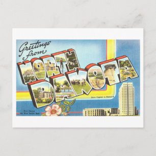 Postal Saludos antiguos de Dakota del Norte