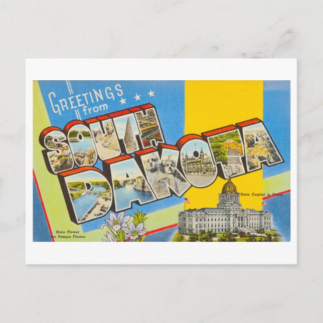 Postal Saludos antiguos de Dakota del Sur (Anverso)