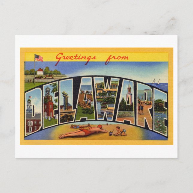 Postal Saludos antiguos de Delaware (Anverso)