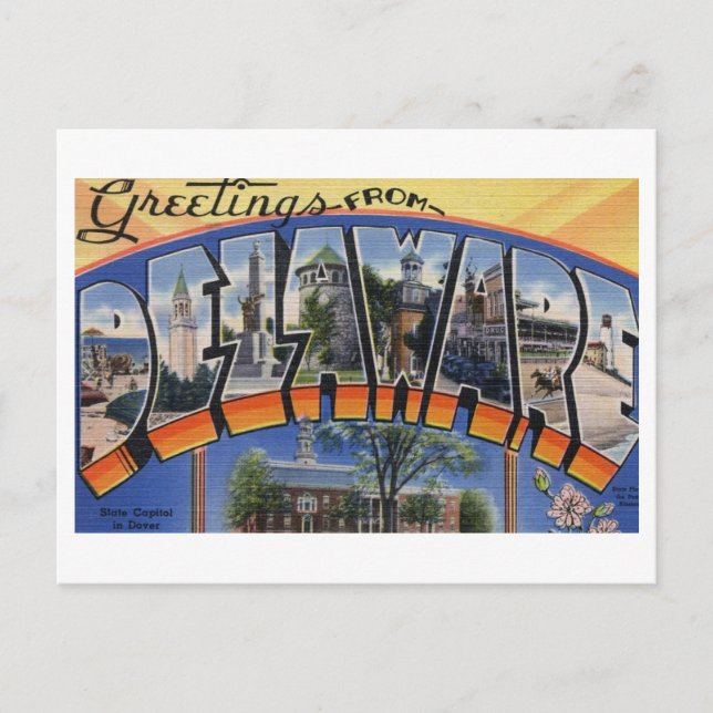 Postal Saludos antiguos de Delaware (Anverso)