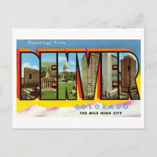 Postal Saludos antiguos de Denver, Colorado