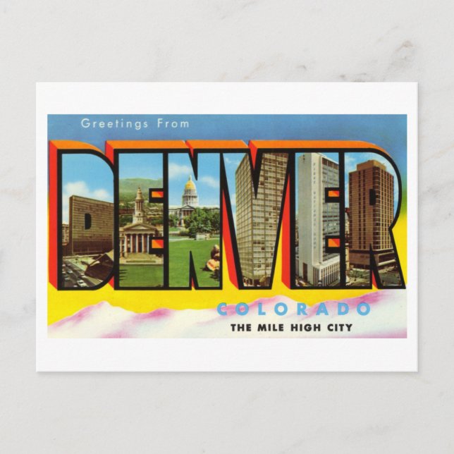 Postal Saludos antiguos de Denver, Colorado (Anverso)