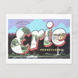 Postal Saludos antiguos de Erie, Pennsylvania