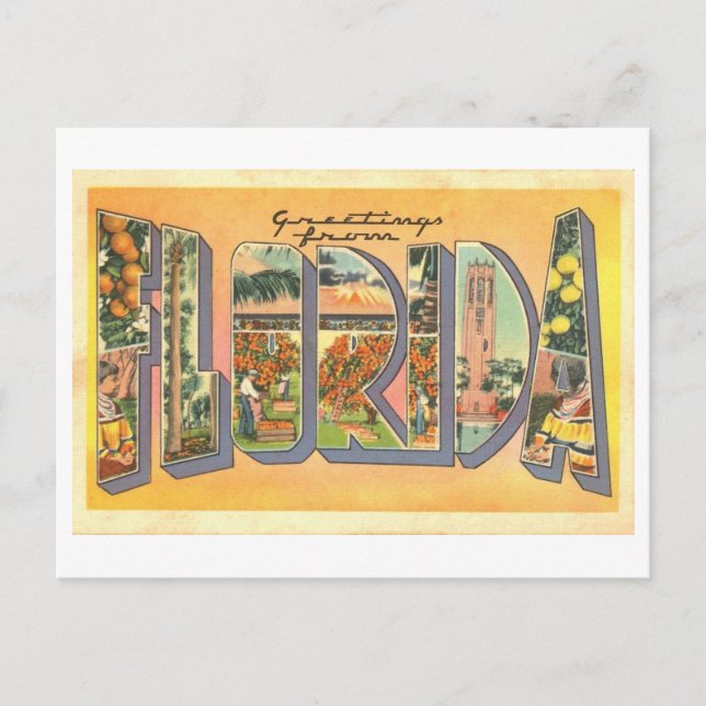 Postal Saludos antiguos de Florida (Anverso)