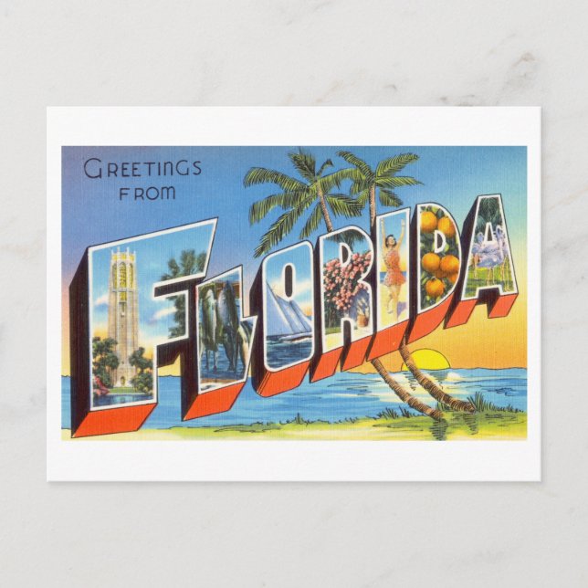 Postal Saludos antiguos de Florida (Anverso)