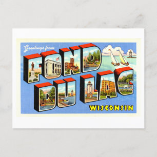 Postal Saludos antiguos de Fond Du Lac, Wisconsin.