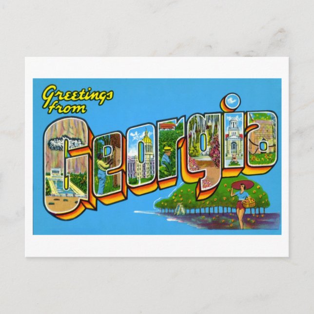 Postal Saludos antiguos de Georgia (Anverso)