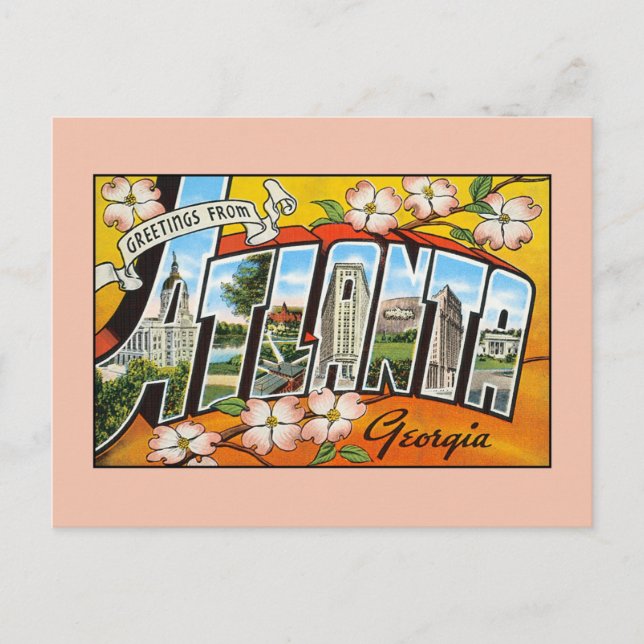 Postal Saludos antiguos de Georgia Atlanta (Anverso)