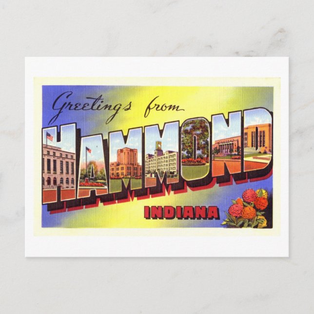 Postal Saludos antiguos de Hammond, Indiana (Anverso)