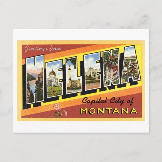 Postal Saludos antiguos de Helena, Montana (Anverso)