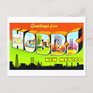 Postal Saludos antiguos de Hobbs, Nuevo México,