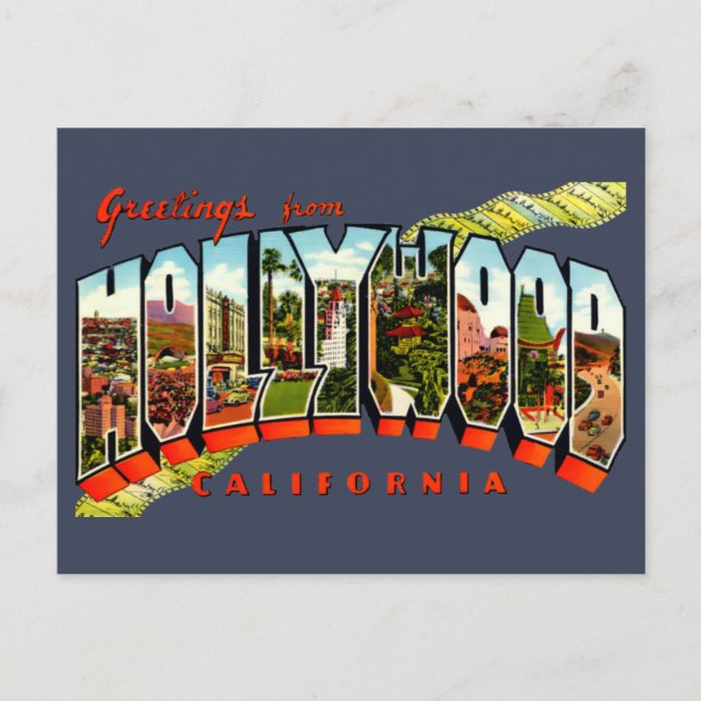 Postal Saludos antiguos de Hollywood Travel (Anverso)