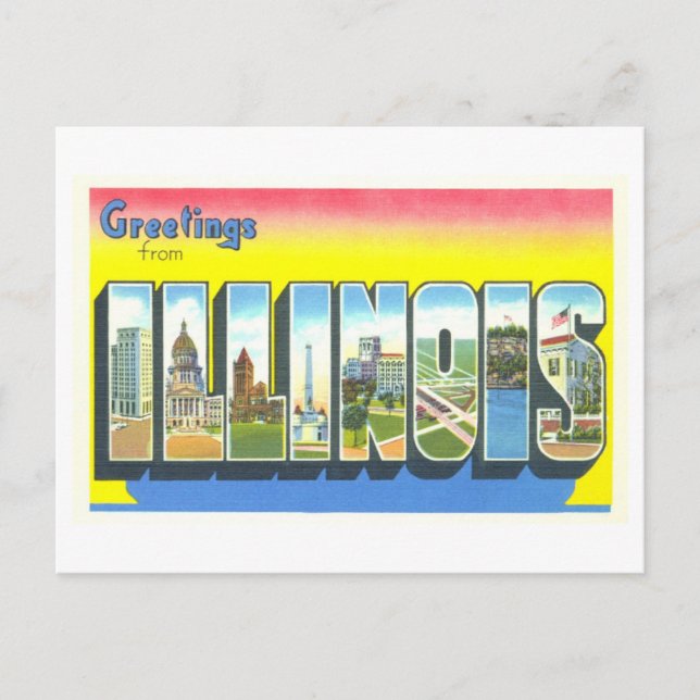 Postal Saludos antiguos de Illinois (Anverso)