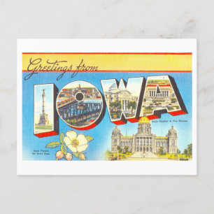 Postal Saludos antiguos de Iowa